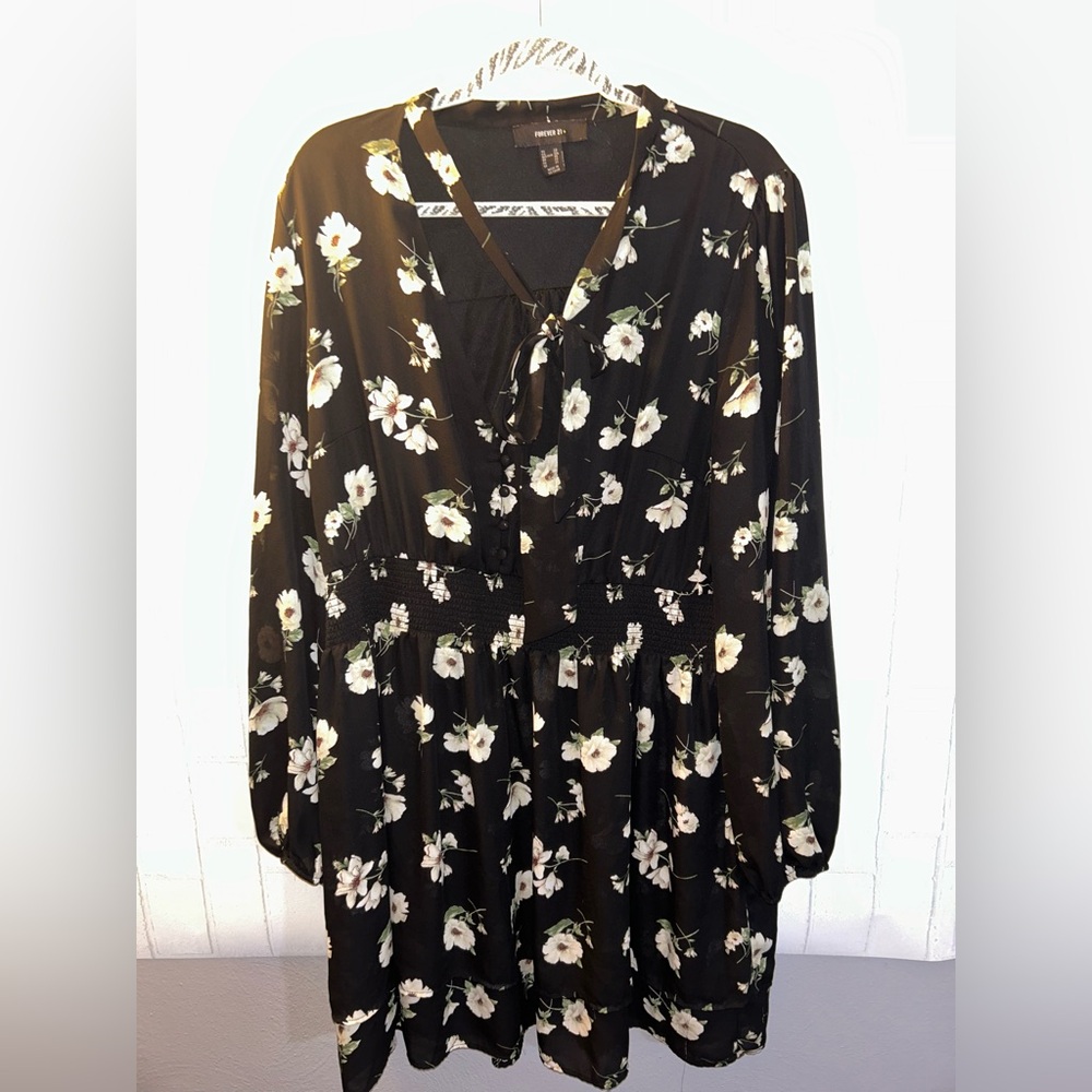 Floral Black Dress with White Flowers